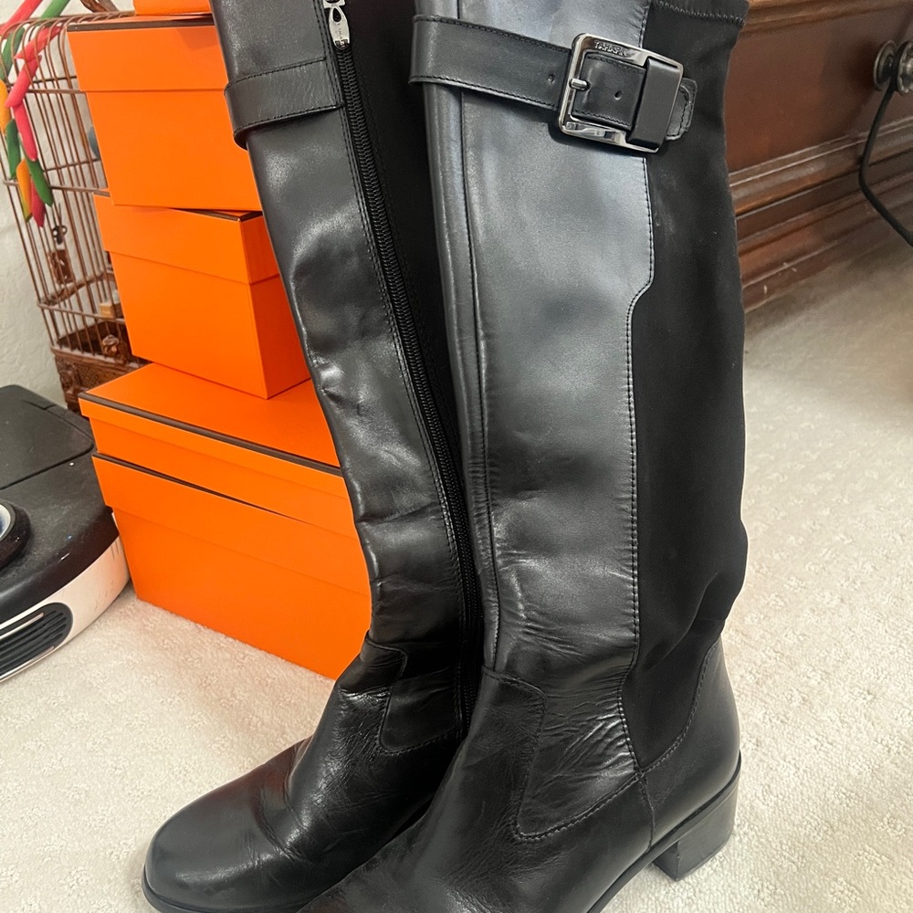 Tahari Sleek Black Over the Knee Boots